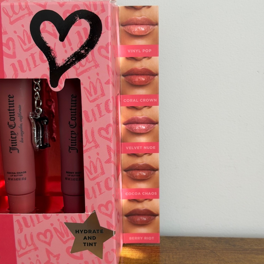 New Juicy Couture 5 Pck Hydrating Lip Butter Gloss Tint Pink Makeup Cosmetic - Picture 2 of 3